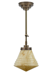 Schuifstang kort H 60-83 oud messing met glazen bol Philips licht marmer 25cm 4St1-325.60