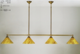 T-lamp dub. ophanging br-180cm oud messing met gemarmerde kap nr 4383.04