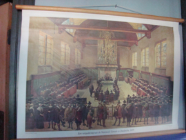 Schoolplaat vad. geschiedenis .Een vergadering van de Nationale Dordtse Synode 1619.  VERKOCHT