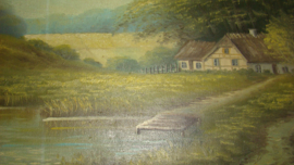 Schilderij Deens landschap met boerderij.