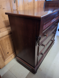 Mahonie commode of ladenkast engels 1860-1880 3x la 1 geheime la nr K20246