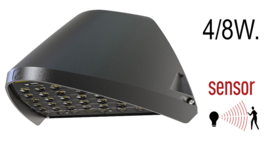 Buitenlamp wand bewegingssensor LED 4W/8W zwart 5jr garantie nr 401246