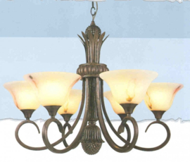 Bronskleurige hanglamp met 6-lichtpunten nr:20324/6A