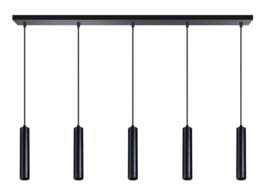 Hanglamp Miller Balk zwart 5x E27 fitting max. 15W kap h24,5cm snoer lengte 200cm nr 05-HL4363-30