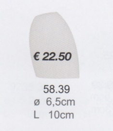 Mondgeblazen kapje klein mat wit schuin uiteinde nr 058.39