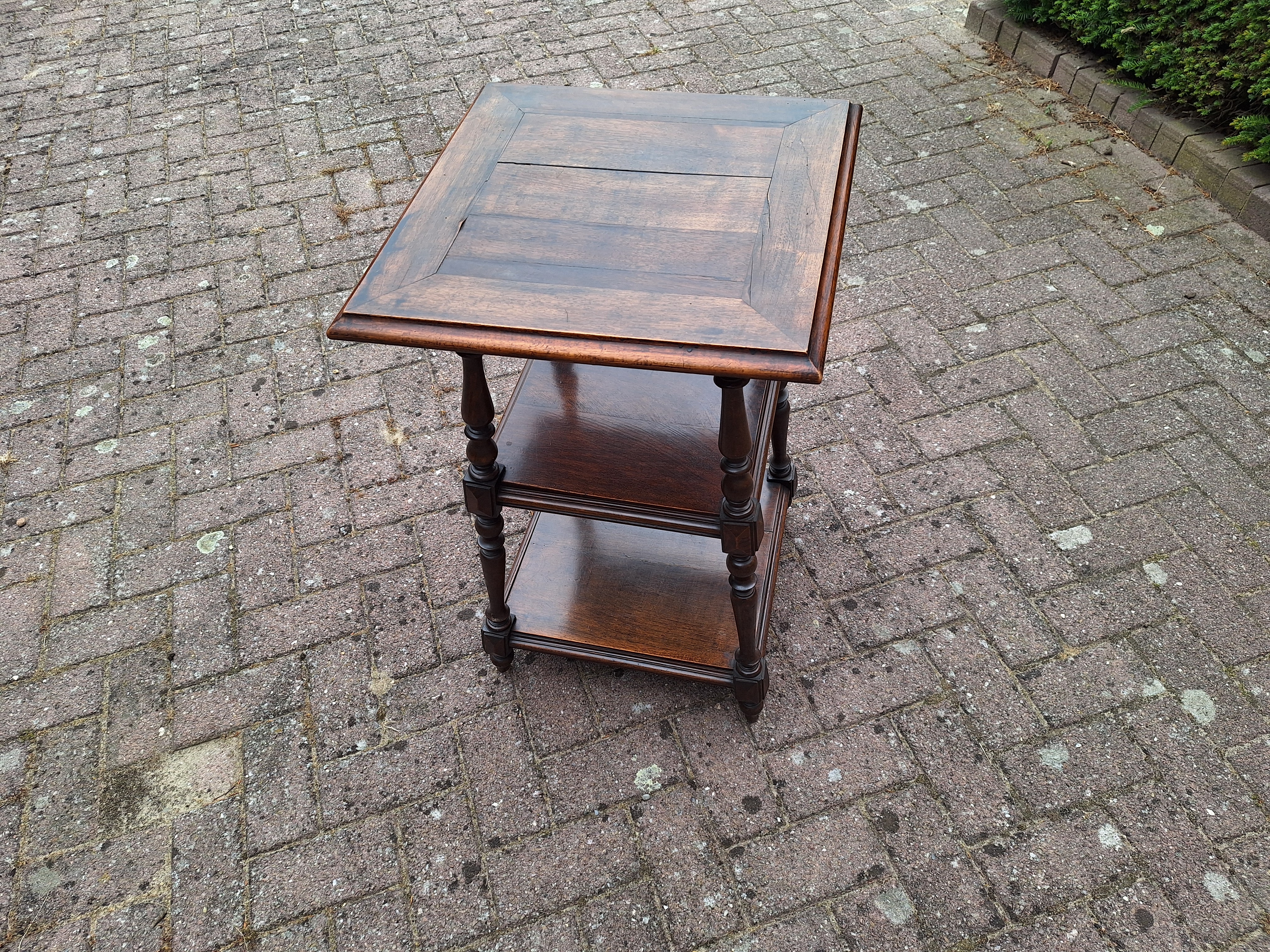 Antiek vierkant bijzettafeltje 47,5cmx47,5cm vruchtenhout nr T202519