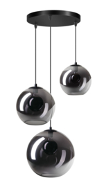 Hanglamp videlamp Orb zwart glazen smoke  d-20-25-30 3xE27 nr 05-HL4265-3036