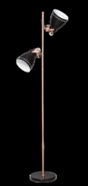 Vloerlamp Acate 2L h 175cm zwart/Koper nr 05-VL8244-0530