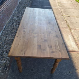 Engelse tafel nieuw oud licht geschaafd hout ronde poot br-200cm 1-la nr T202530
