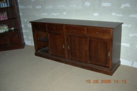 Massief medium oak eiken dressoir met 4 paneel schuifdeuren
