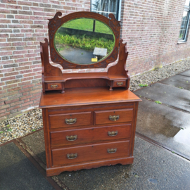 Engelse antieke mahonie kaptafel met facet geslepen spiegel nr K202568