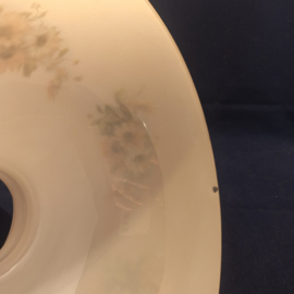 Handbeschilderde originele olielamp kap zacht geel met bloemen