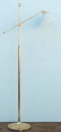 Vloerlamp hengel glans messing met 26cm witte calimero kap nr 1.09