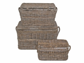 Set van drie handgevlochten koffers grijs natural 75cmx45cmx42cm nr 800008