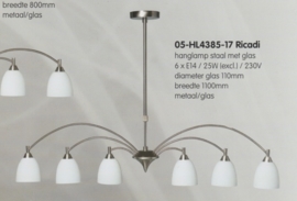 Hanglamp model Ricadi 6-lichts verstelbaar staalkleur nr 05-HL4385-17