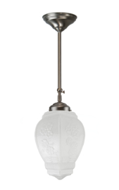 Schuifstang kort H 67-90 mat nikkel met glazen bol Lampion opaal 23cm 7Sk1-614.00