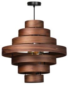 Hanglamp Showmodel Walnut houten ringen notenkleur E27 7-rings d50cm nr 05-HL4453-77S