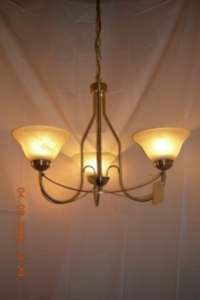 Mat nikkel hanglamp met 3 glazen kappen nr:20383/3