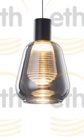 Hanglamp model Gary 1-lichts zwart met ribbel binnenglas h-15cm nr 05-HL4523-3-S