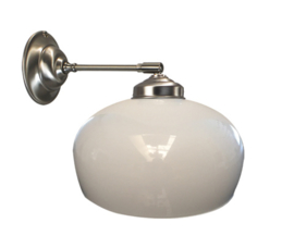 Wandlamp mat nikkel wandpijpje met Coupe kap 20 opaal nr 7Wp-212.00