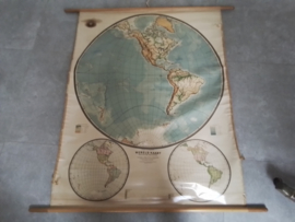 Oude wereldkaart Westelijk-Halfrond.