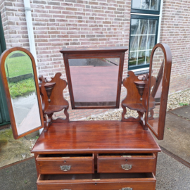 Antieke mahonie kaptafel 3 spiegels omstreeks 1920 Engels nr K202567