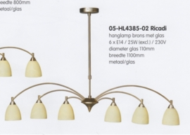 Hanglamp model Ricadi 6-lichts verstelbaar oud messing nr 05-HL4385-02