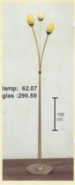Vloerlamp 3-spriet mat nikkel h-176cm glas traan mat champagne nr 62.07