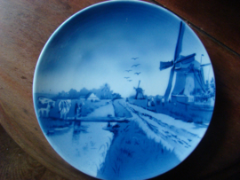 Wandbord blauwwit  molenlandschap.