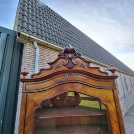 Franse vitrine kast 1 deur 1 lade antiek mahonie verstelbare planken nr K202563