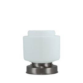 Getrapte tafellamp model blok mat nikkel met opaal kap Stop 15cm nr 7Tp1-463.00