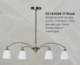 Hanglamp model Ricadi 4-lichts verstelbaar staalkleur nr 05-HL4388-17