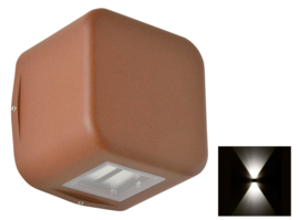 Buitenlamp wand serie Kubs 2 zijden 4W LED roestbruin nr 404.0014/2