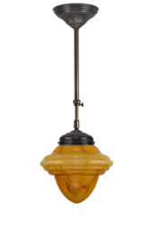 Schuifstang kort H 58-81 brons met glazen bol Oliepot donker marmer 25cm 3Sk1-250.20