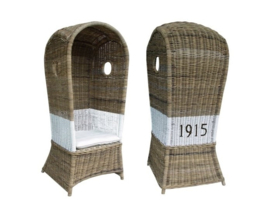 Handgevlochten rotan Strandstoel naturel wit met kussen nr: 901324