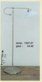 Vloerlamp haaks verstelbaar mat nikkel opaal dakkap plat 25cm nr 1307.07-024.00