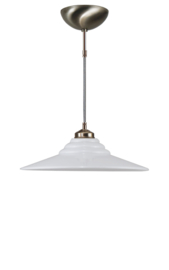 Katoensnoer pendel 150cm met schaal ribbel kap opaal 40cm nr 7Kr1-840.00