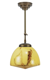 Schuifstang standaard H 91-141 oud messing met glazen bol Schoolbol licht marmer 31cm 4St2-302.60