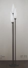 Vloerlamp uplight 3-lichts h-150 ei-dop brons met fluutkappen opaal nr 153.07