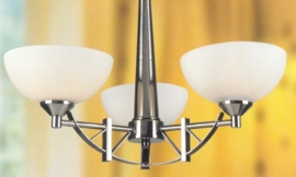 Mat nikkel hanglamp met 3 glazen schalen nr:20325/3