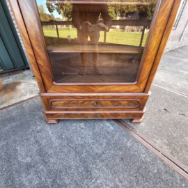 Franse vitrine kast 1 deur 1 lade antiek mahonie verstelbare planken nr K202563