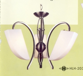Mat nikkel hanglamp met 3 glazen kappen nr:20314/3