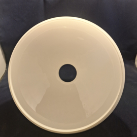 Originele olielamp kap opaal glans wit uitlopende bovenrand dia-30cm