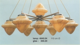 Kroonluchter 8-lichts d-110cm h-150cm met glazen oliepot kap nr 4840.04