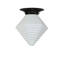 Plafonniere midden bruin met opaal glazen bol Ribbelpunt nr 2P2-1223.00