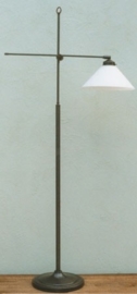 Vloerlamp lees hengel brons met 25cm dakkap wit nr 1.03