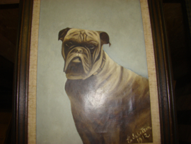 Oud schilderij Bulldog