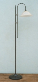 Vloerlamp lees boog antiek brons met champagne kardinaals kap nr 8.03