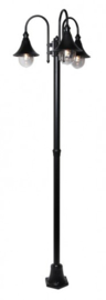 Buitenlamp mast h-248cm serie Calice II 3-lichtpunten in zwart leverbaar nr: FL703