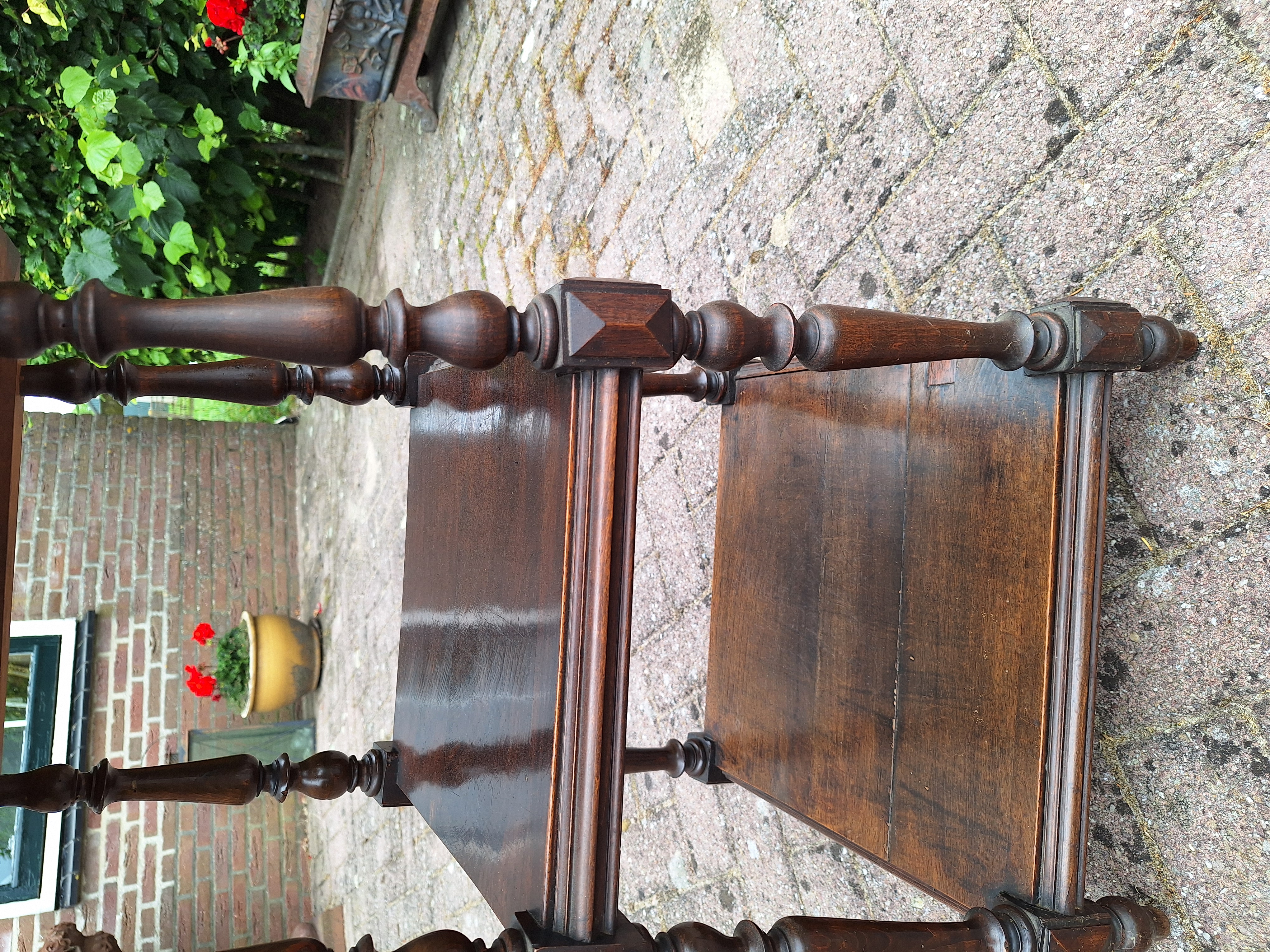 Antiek vierkant bijzettafeltje 47,5cmx47,5cm vruchtenhout nr T202519